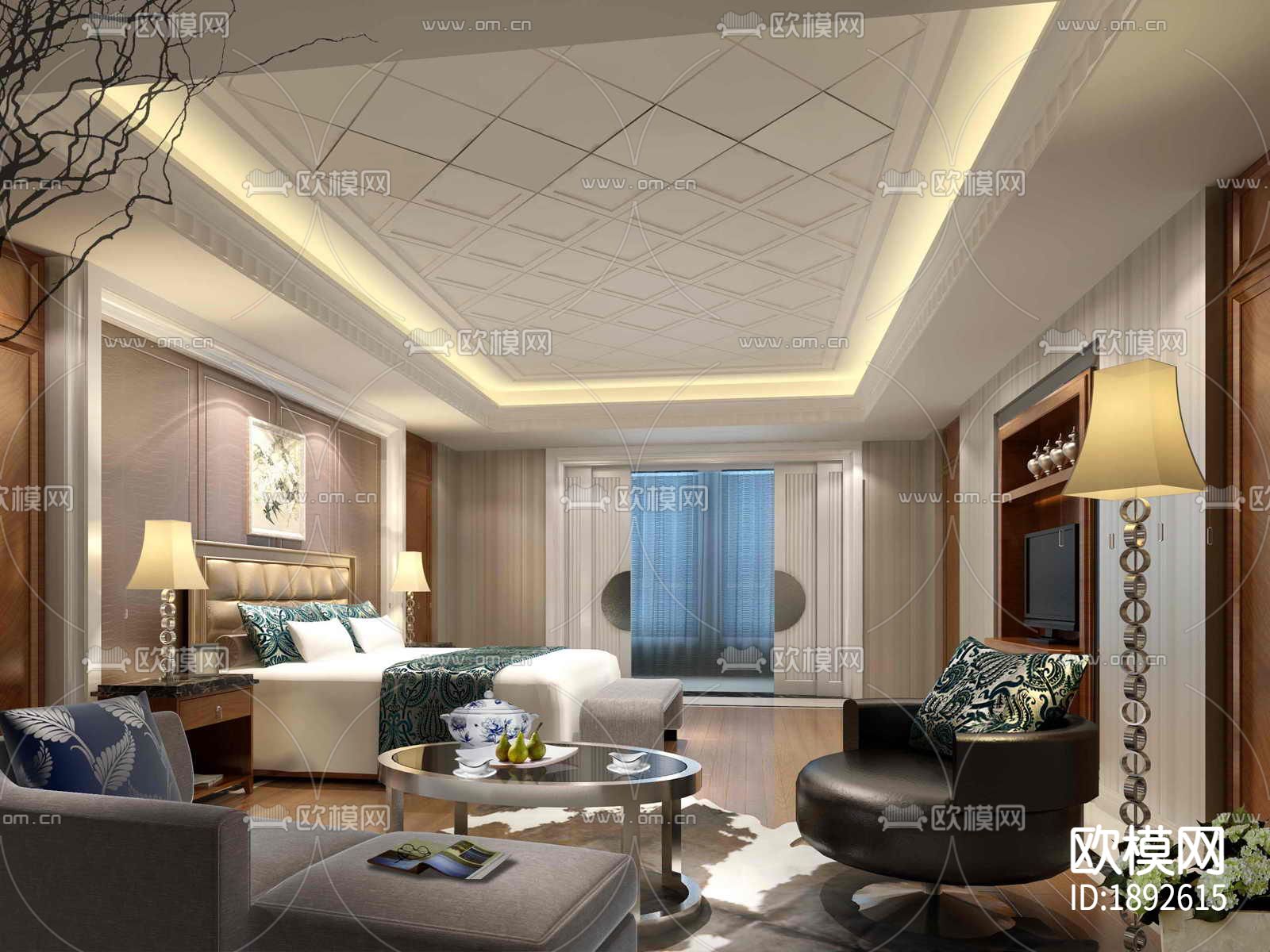 江苏富人公馆会所CAD施工图下载（渲染图1）