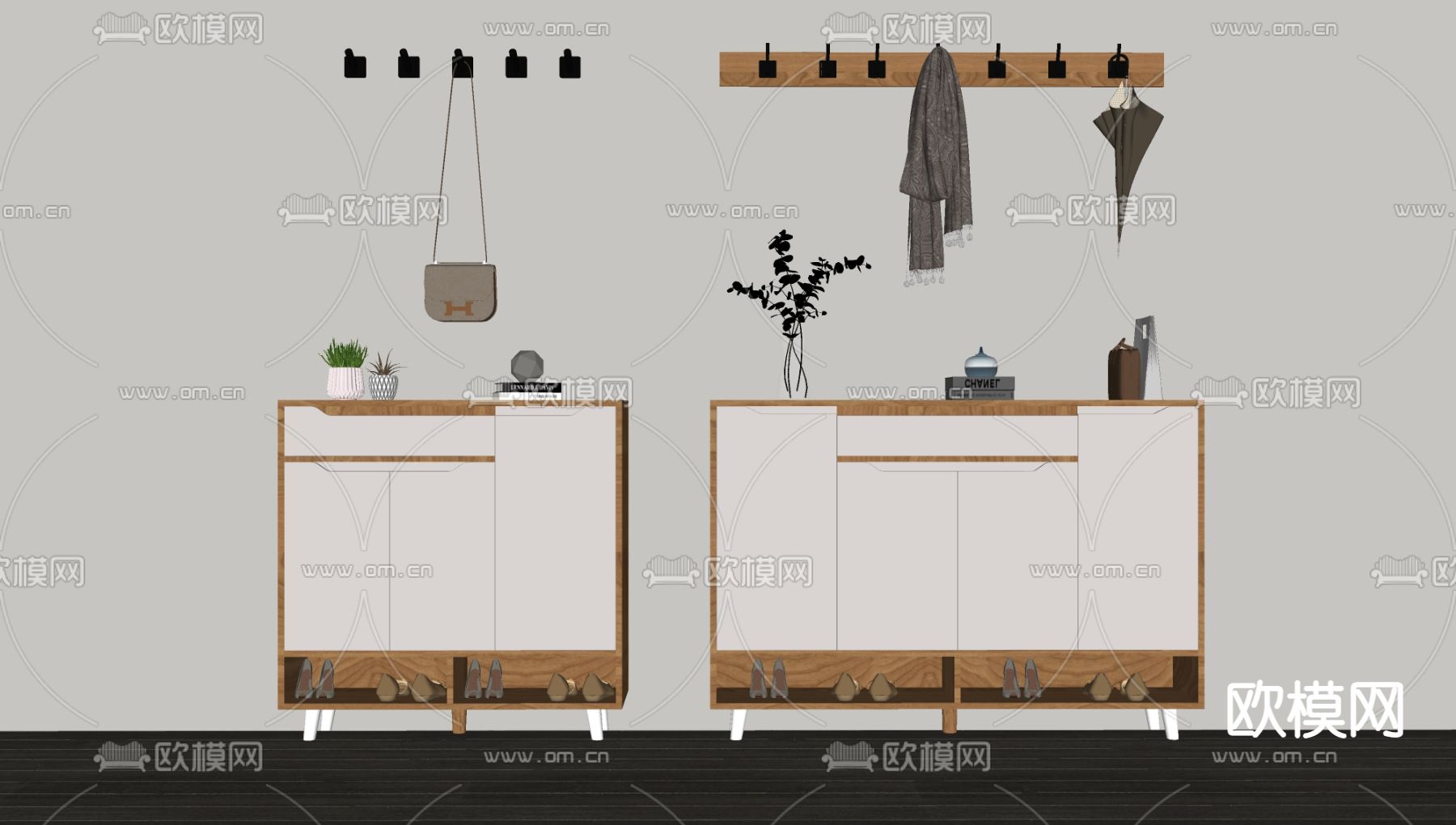 北欧轻奢鞋柜su模型下载（渲染图2）