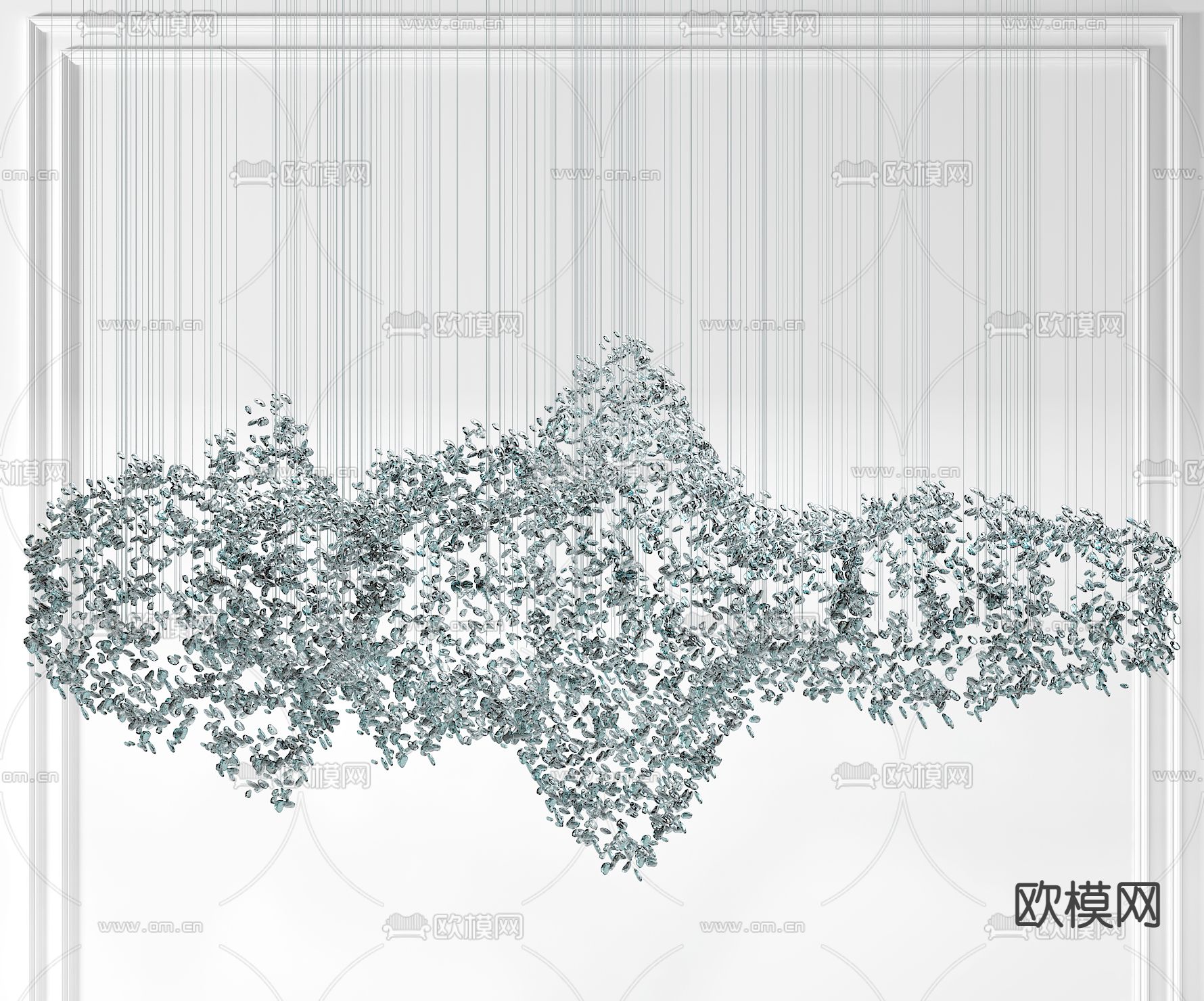 新中式艺术水晶装饰吊灯3d模型下载