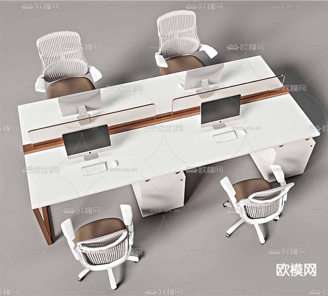 现代卡位办公桌椅3d模型