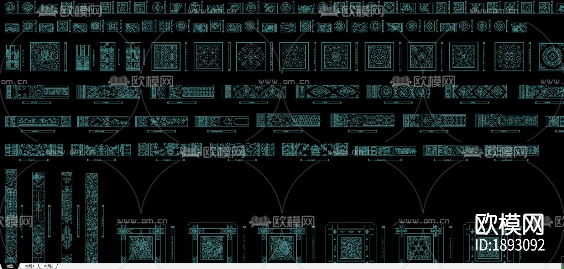 中式雕花cad图库下载
