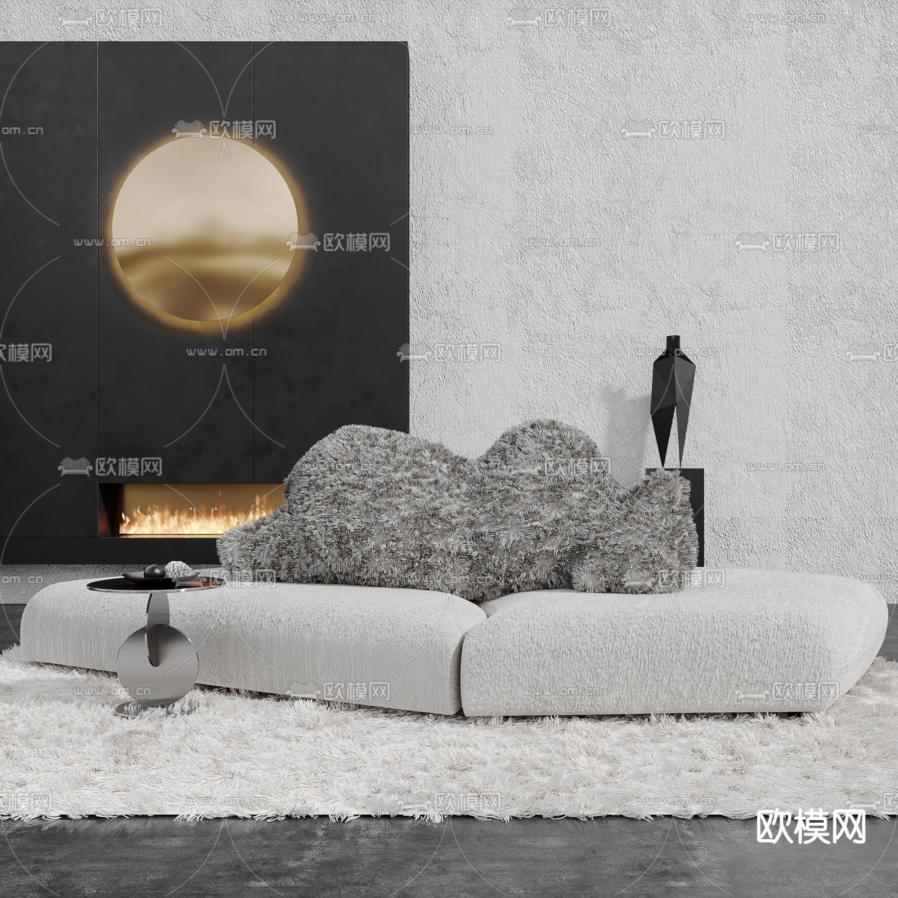 现代布艺异形沙发3d模型