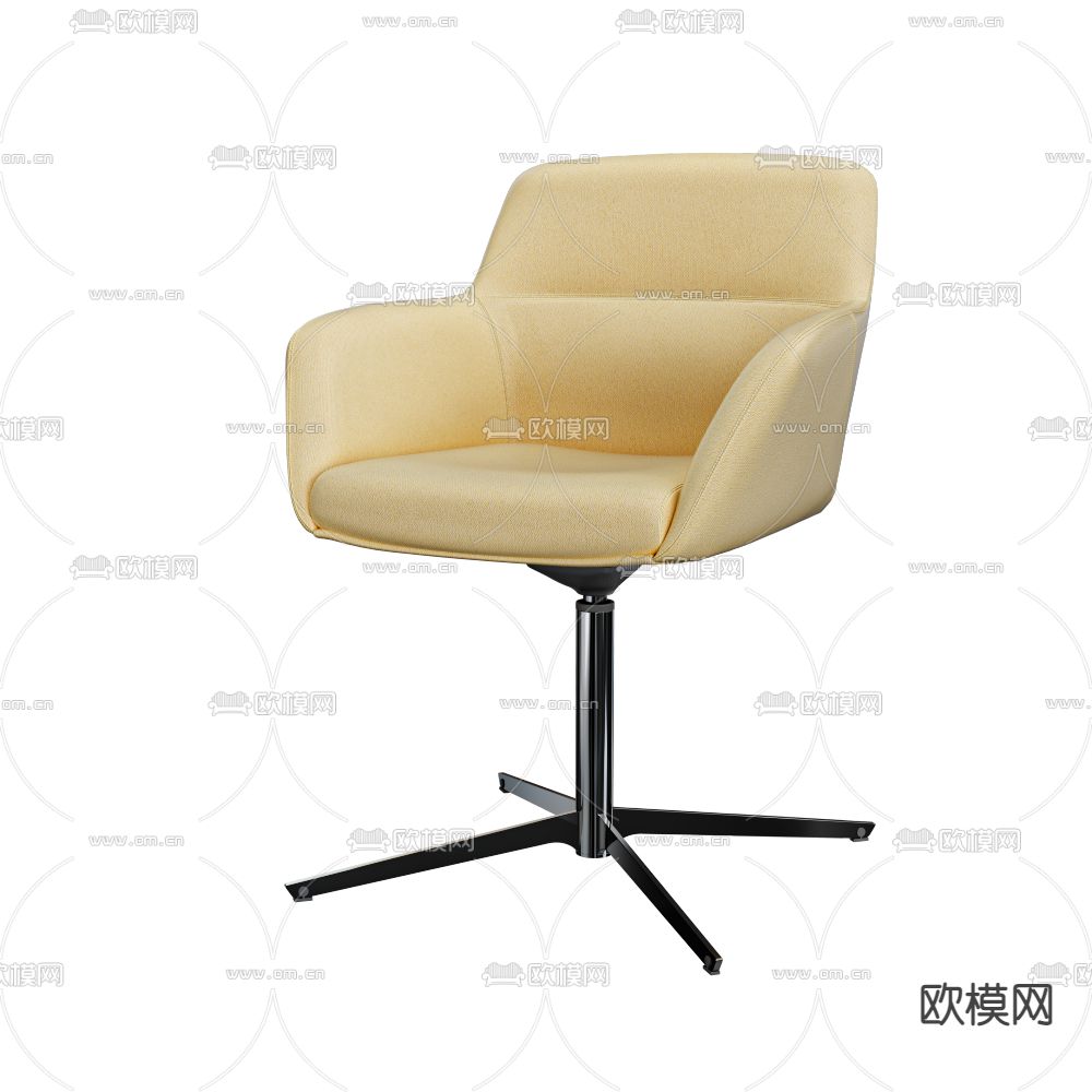 现代皮革办公椅班前椅3d模型下载（渲染图3）