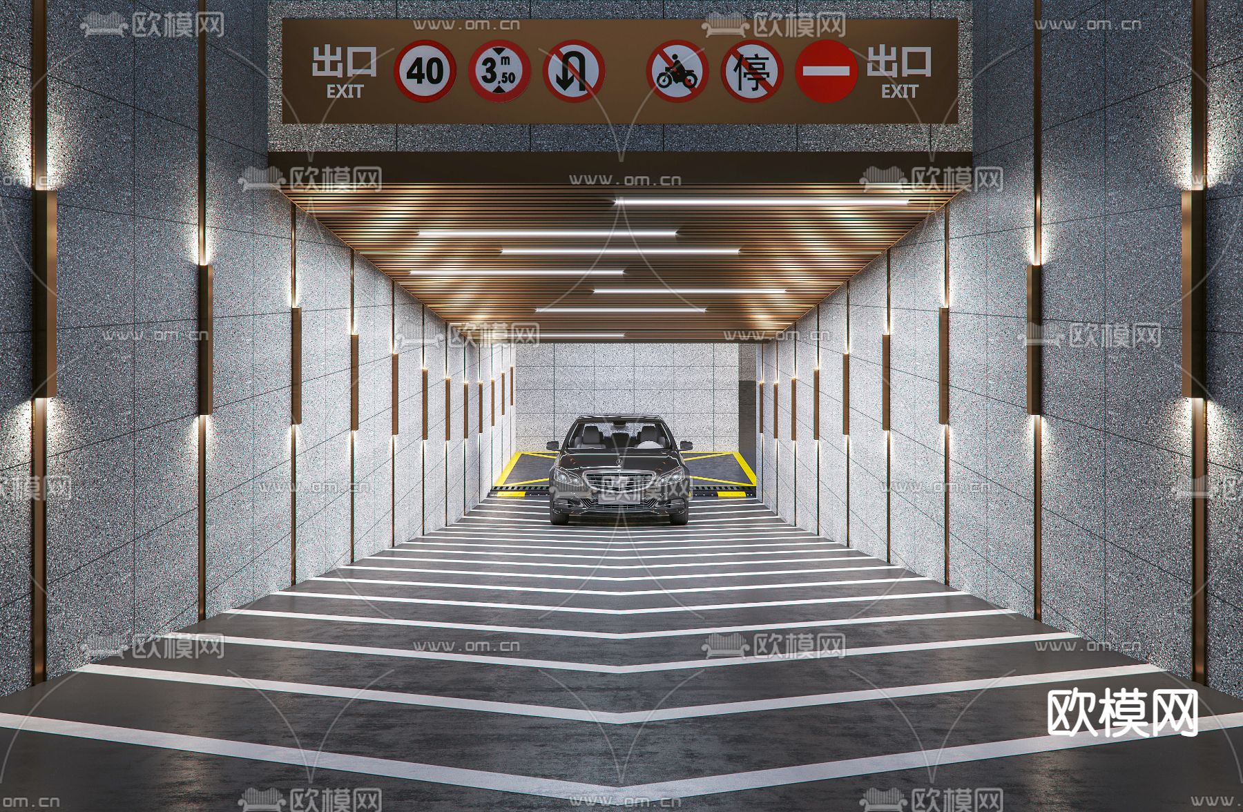 现代停车场入口3d模型下载