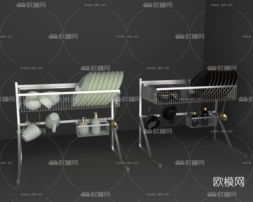 现代碗碟架免费3d模型下载