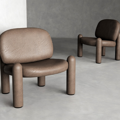  北欧皮革休闲沙发su模型 