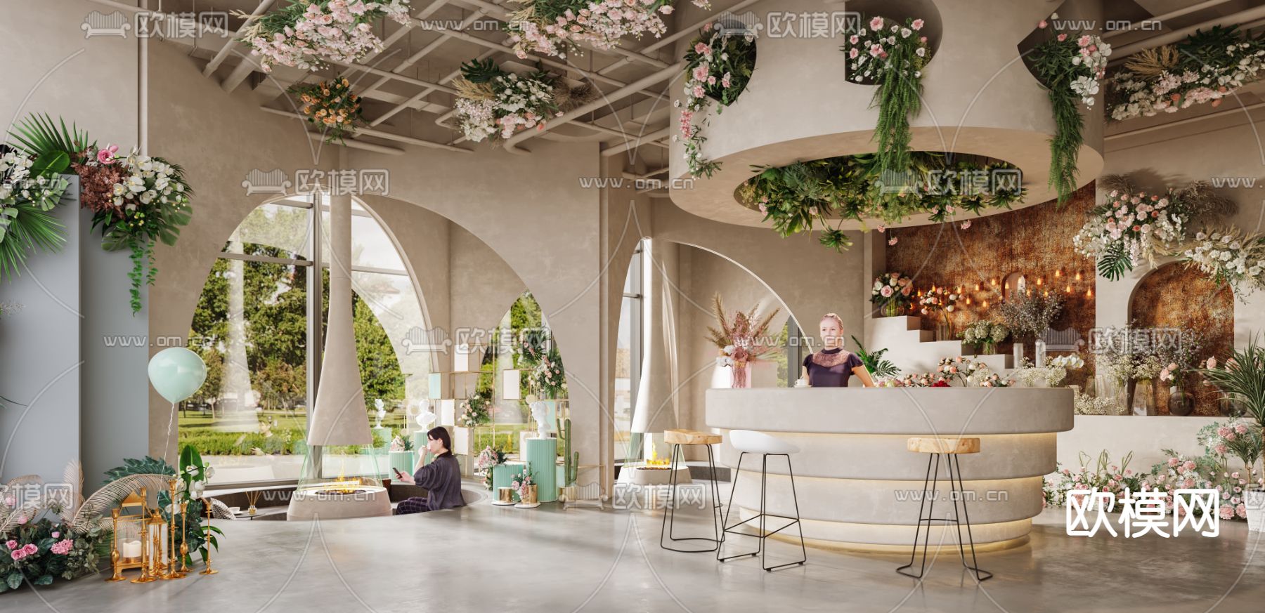 侘寂风花店3d模型下载