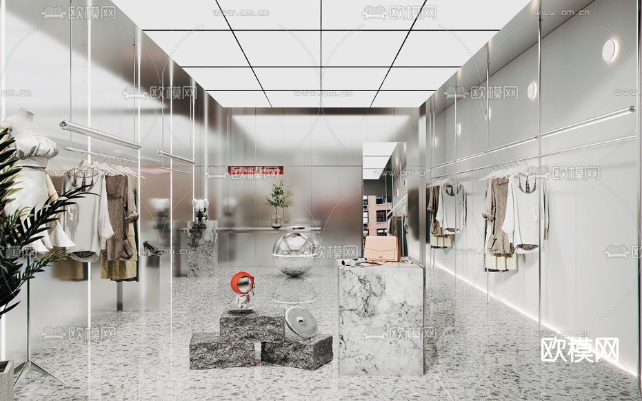 现代服装店女装店3d模型下载(渲染图1)
