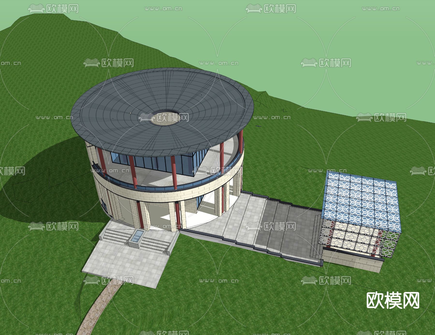 现代别墅su模型下载（渲染图3）