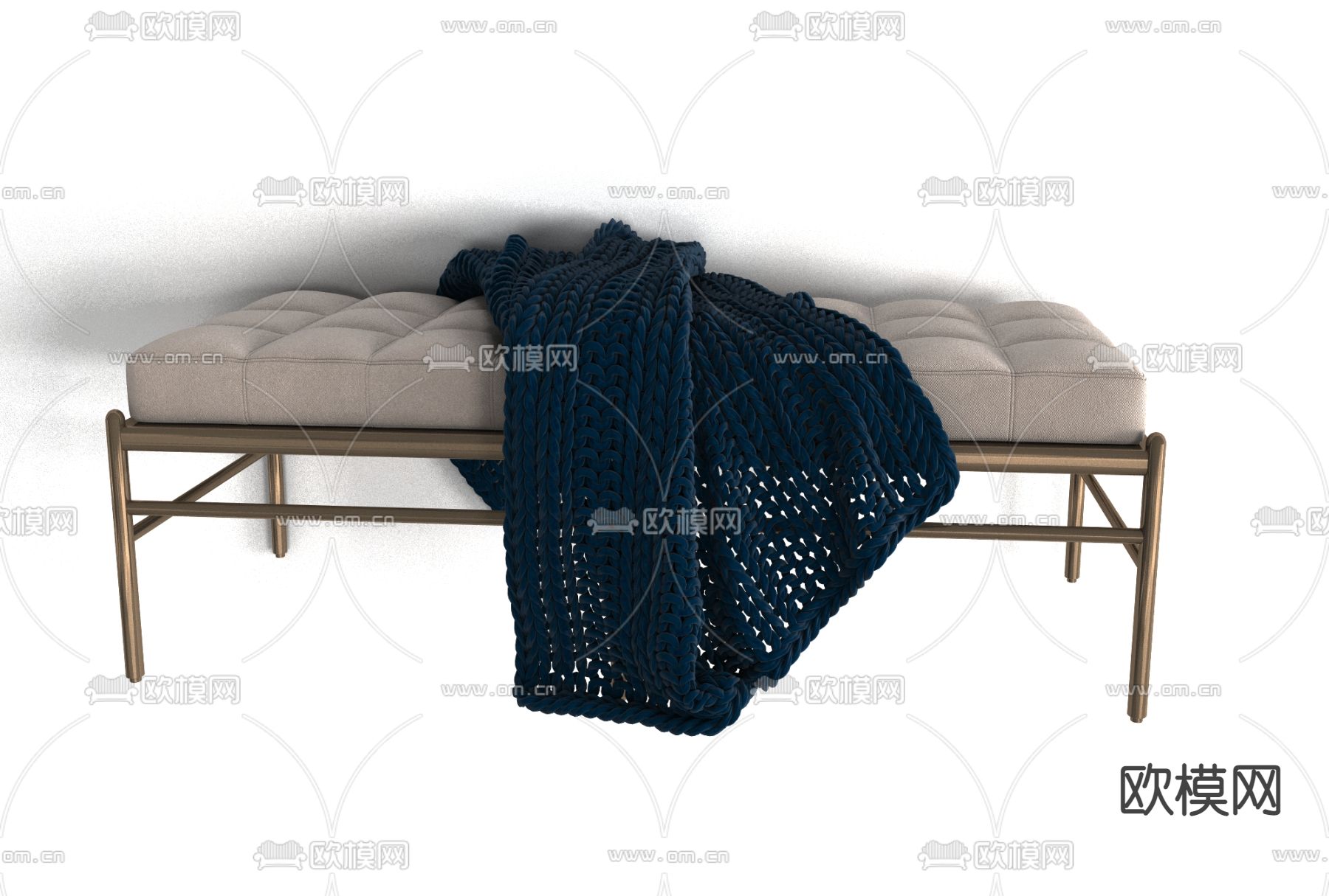 简欧布艺脚踏免费3d模型下载