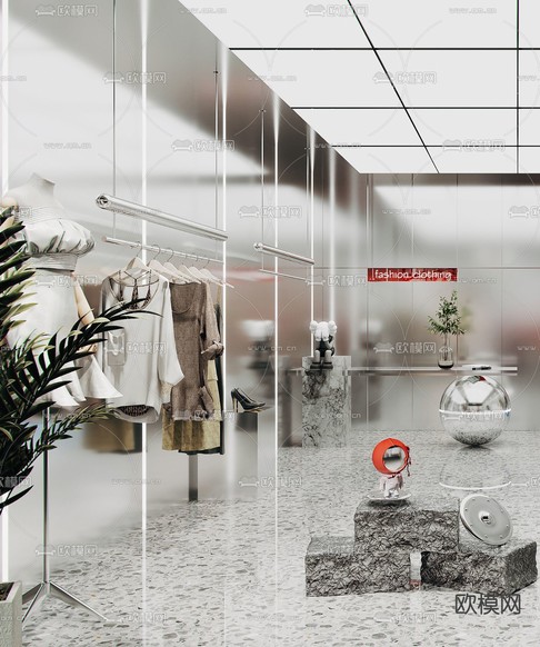 现代服装店女装店3d模型下载(渲染图2)