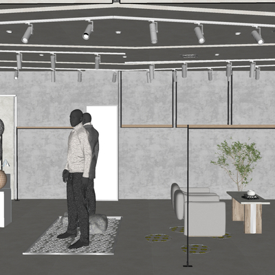  侘寂风服装店su模型 