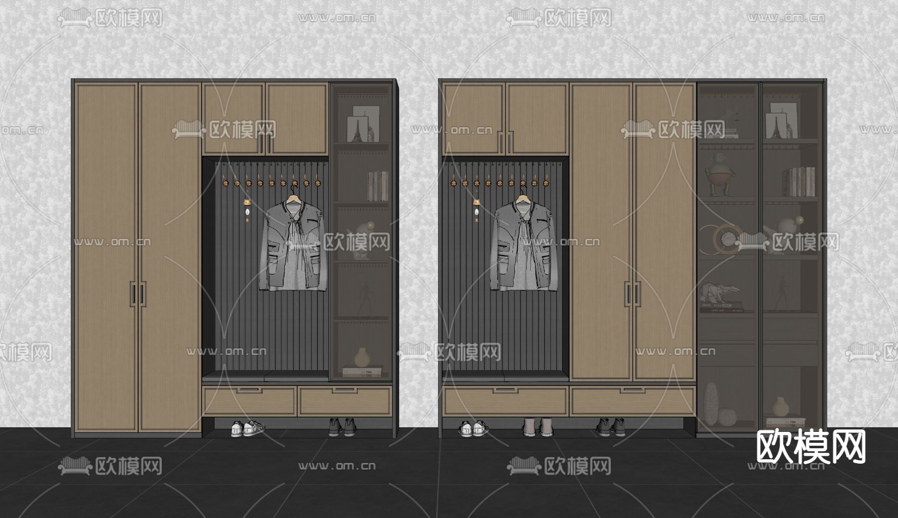 新中式鞋柜su模型下载（渲染图2）