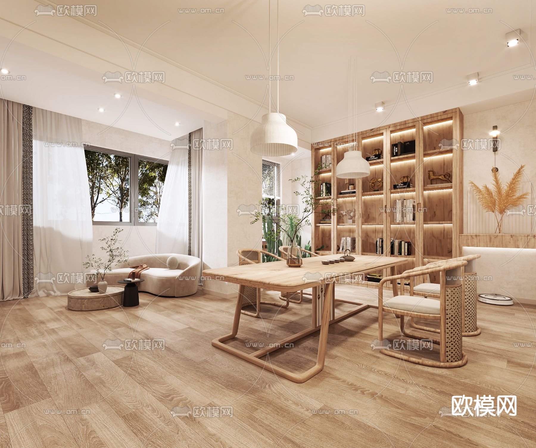 北欧茶室休闲区3d模型下载（渲染图1）