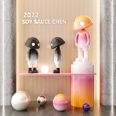  现代玩偶公仔雕塑su模型 