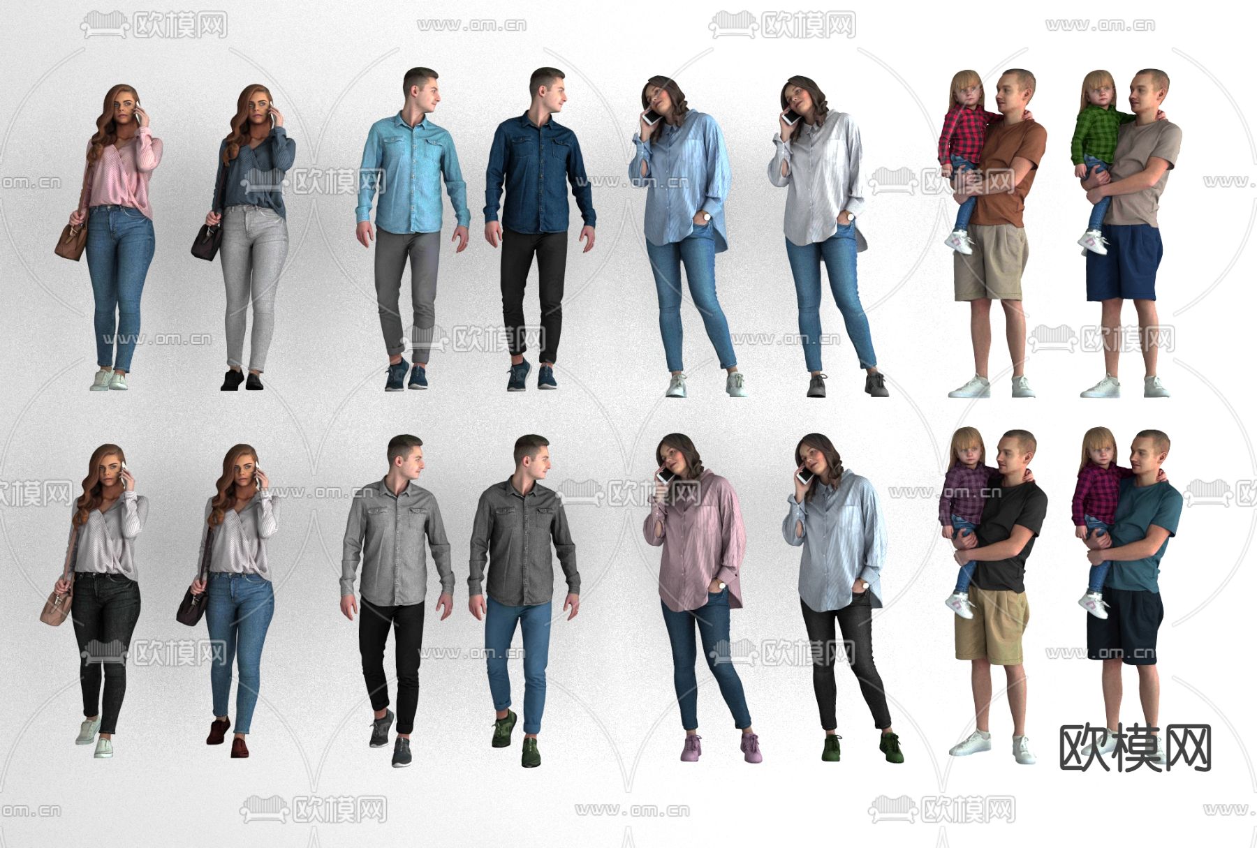 现代男女人物免费3d模型下载