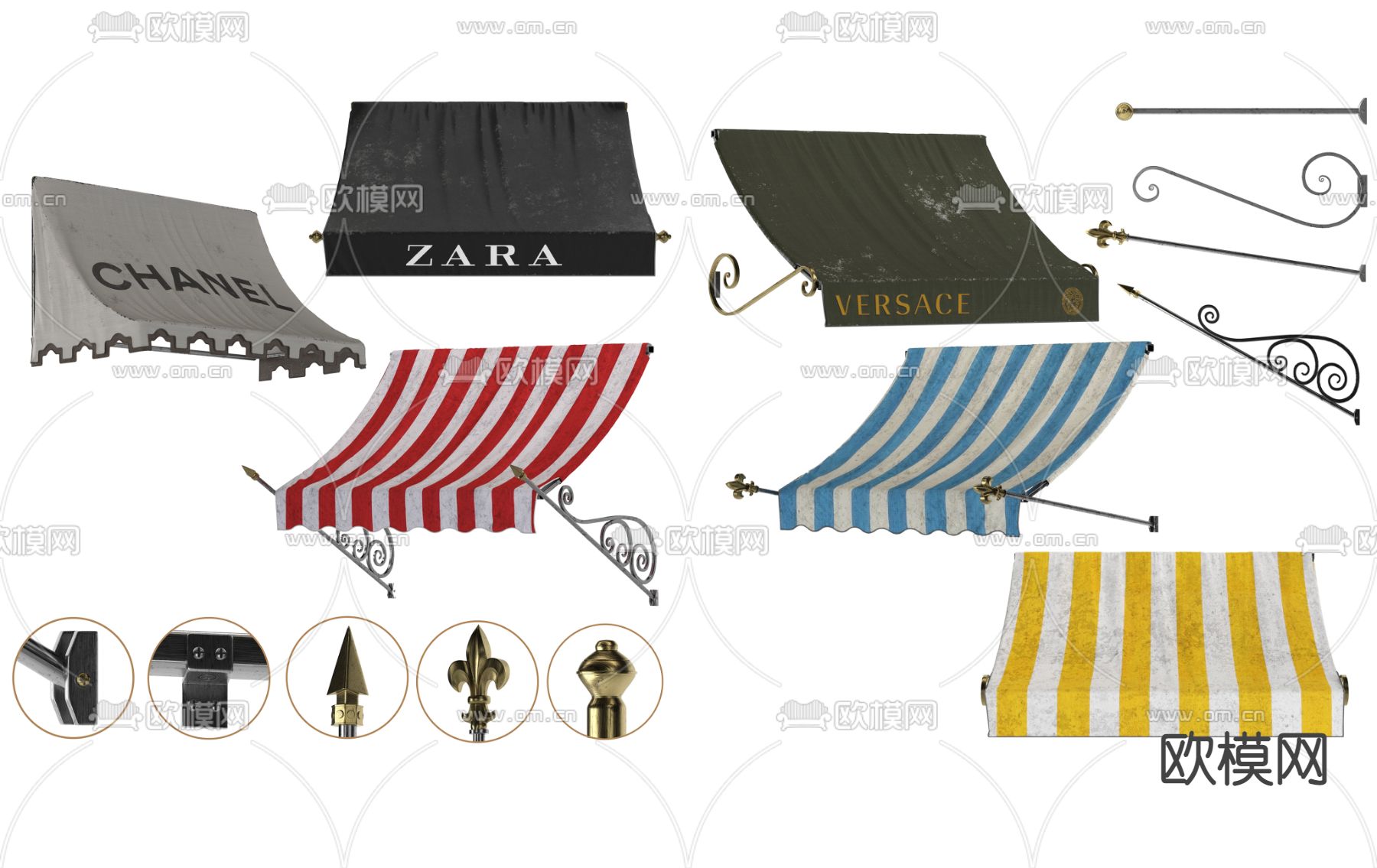 现代遮阳棚遮雨棚3d模型下载