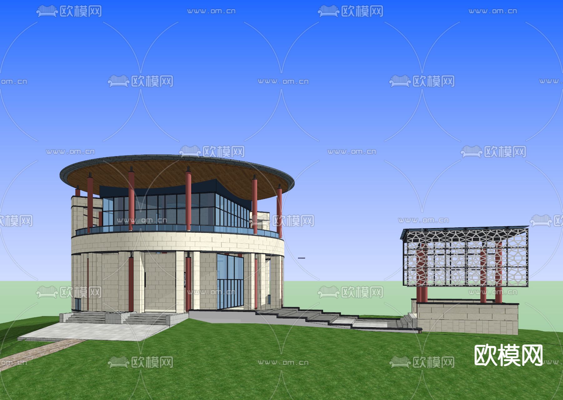 现代别墅su模型下载（渲染图2）