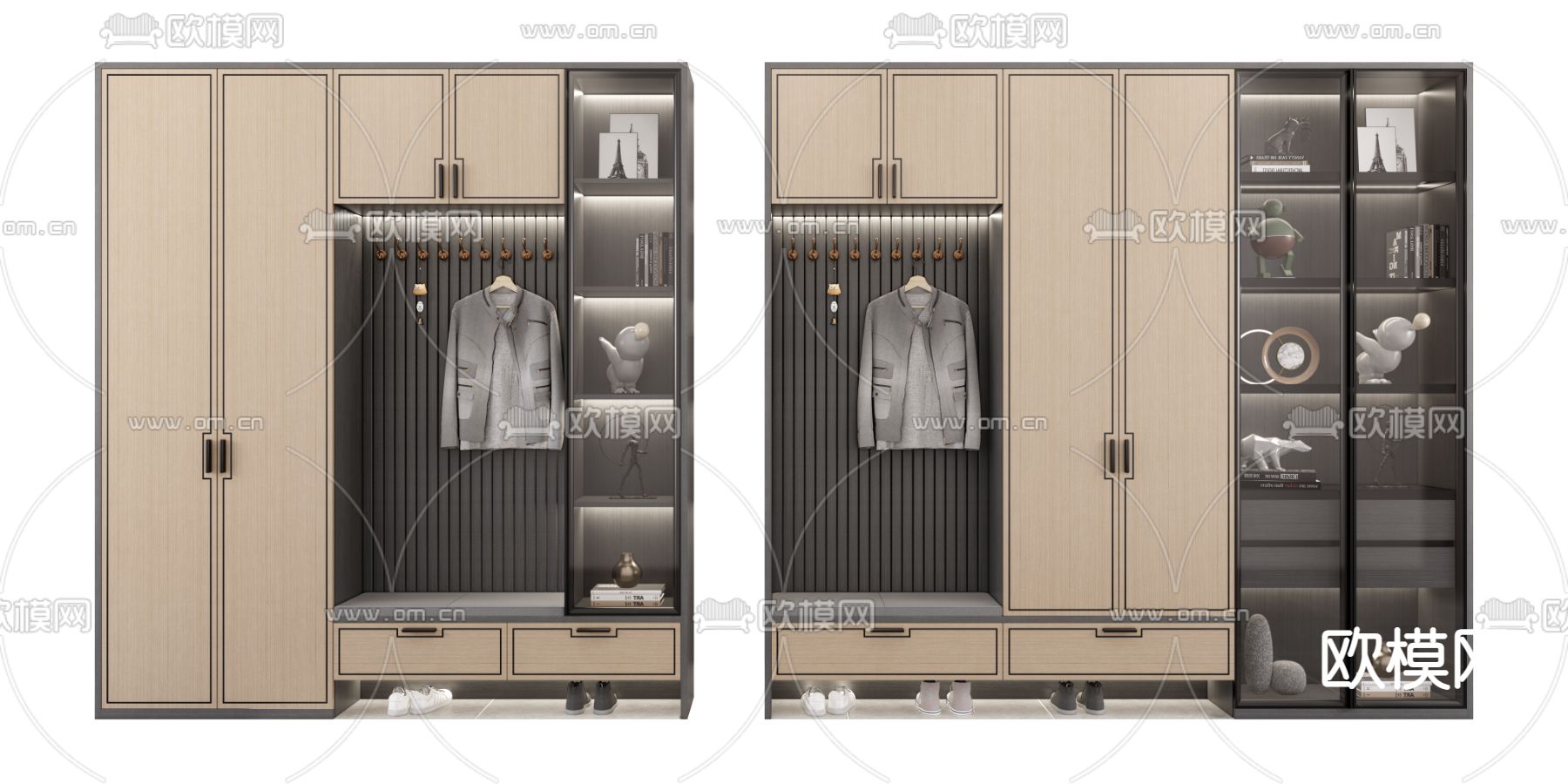 新中式鞋柜su模型下载（渲染图1）
