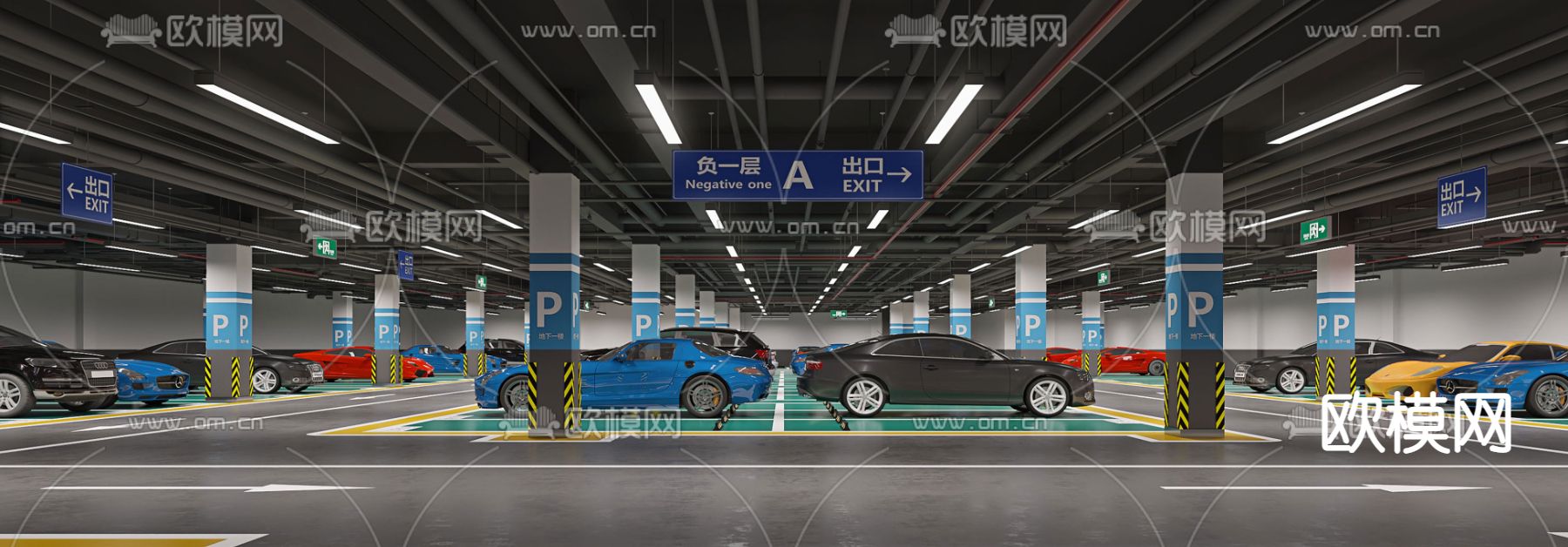 现代地下停车场3d模型