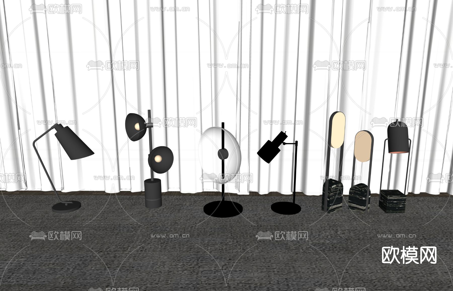 现代金属台灯su模型下载