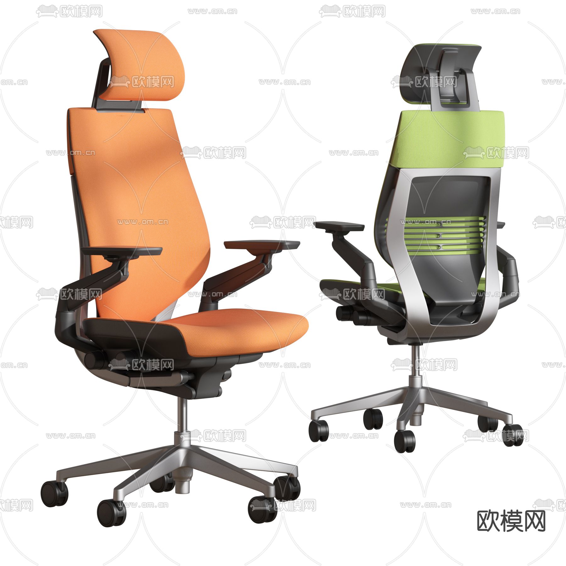 现代布艺办公椅3d模型下载