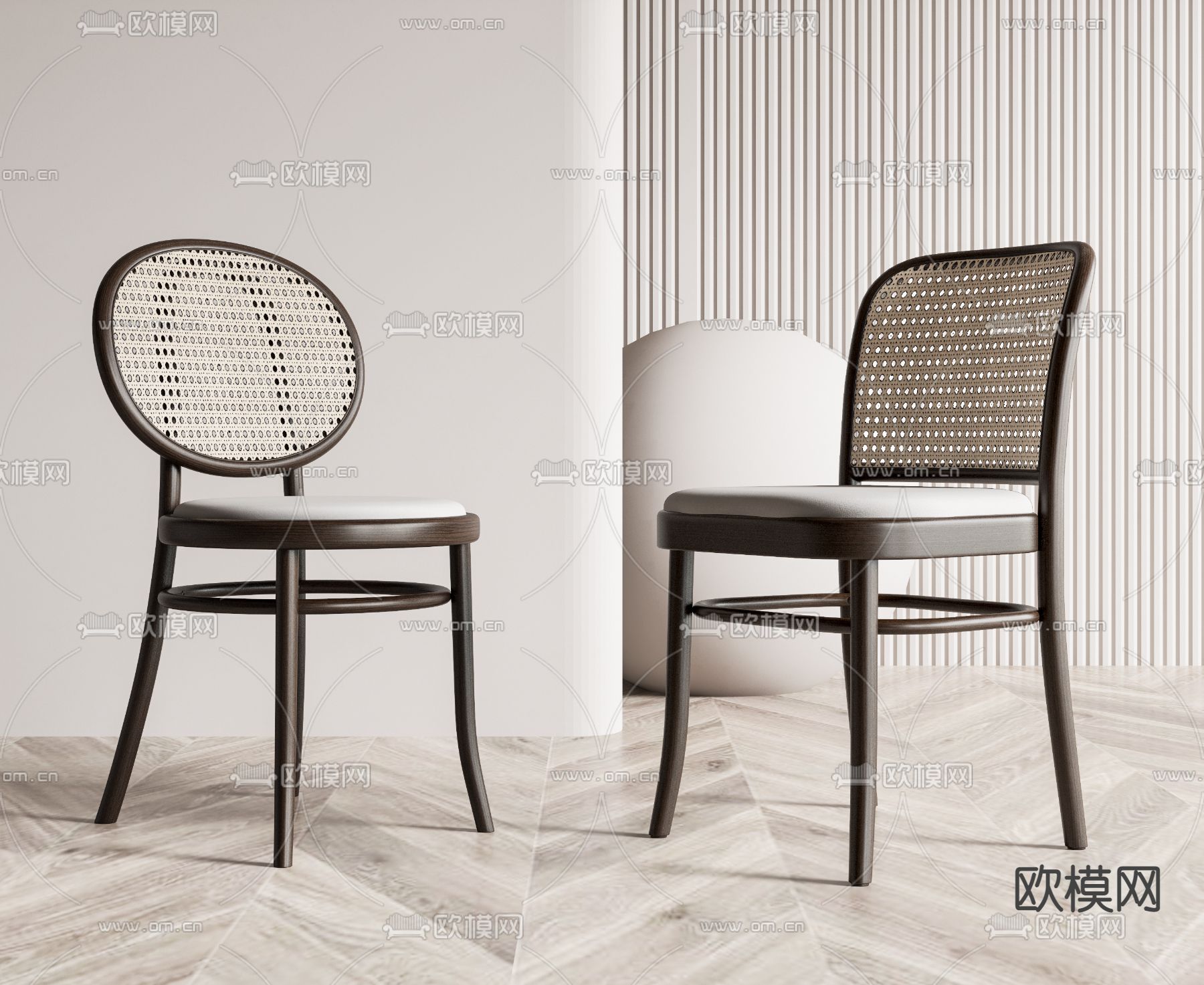 侘寂藤编单椅3d模型下载