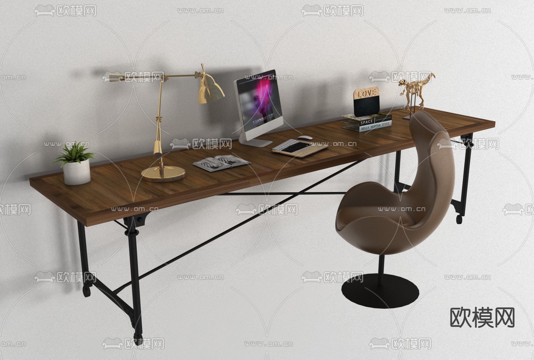 现代书桌椅免费3d模型下载