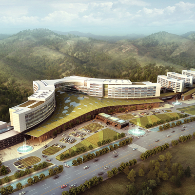  现代酒店鸟瞰su模型 