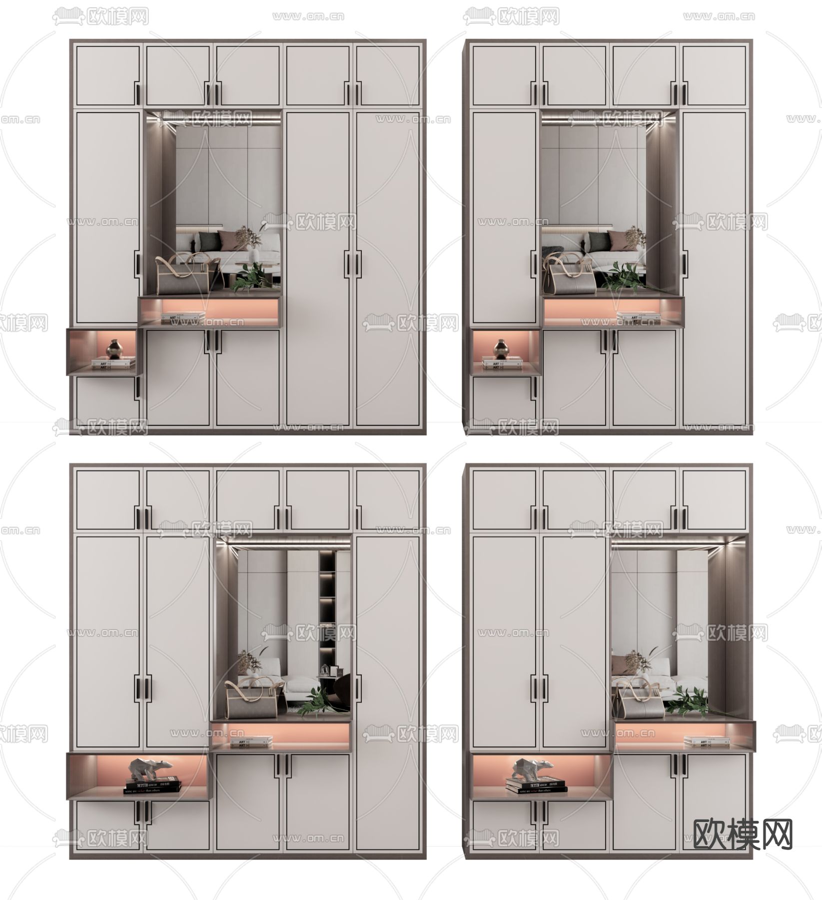 新中式入户装饰柜3d模型下载