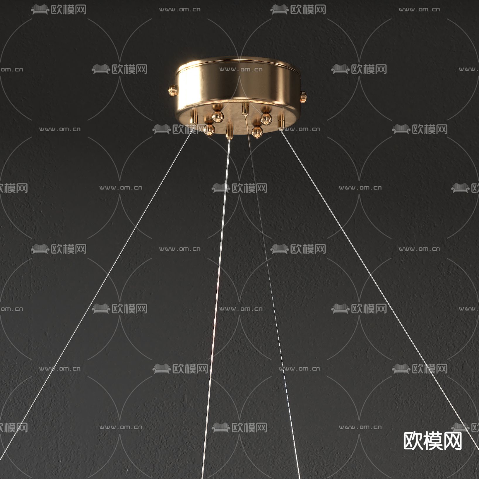 现代轻奢环形水晶吊灯3d模型下载（渲染图2）