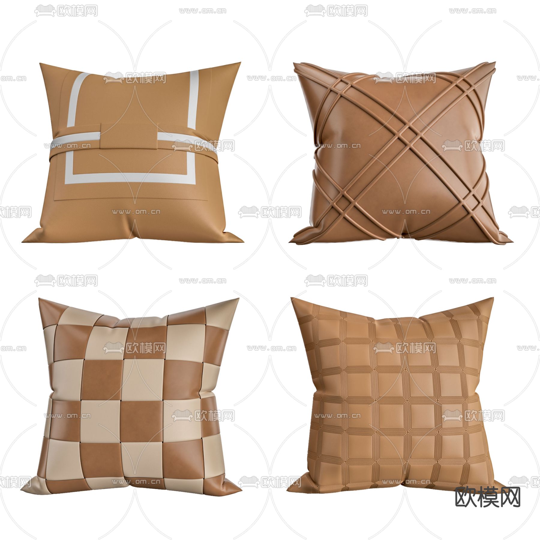 现代皮革抱枕3d模型下载
