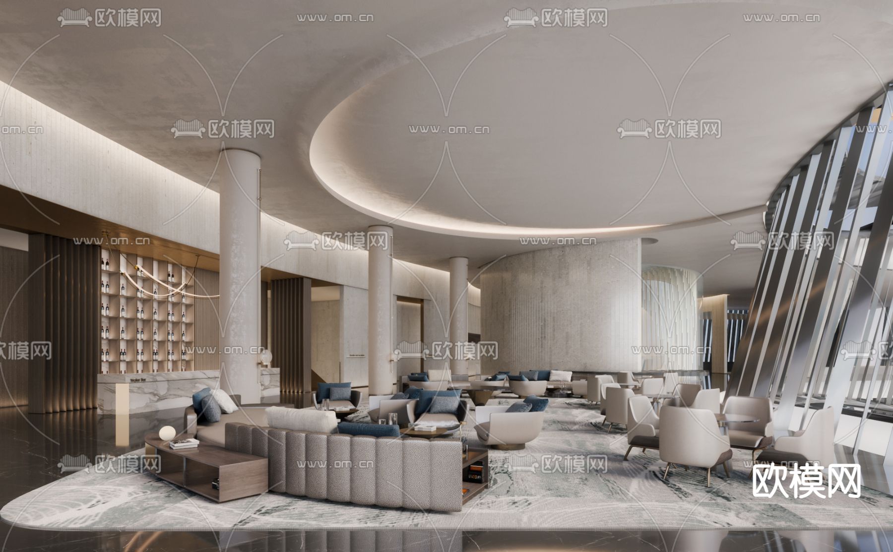 现代售楼处洽谈区3d模型下载