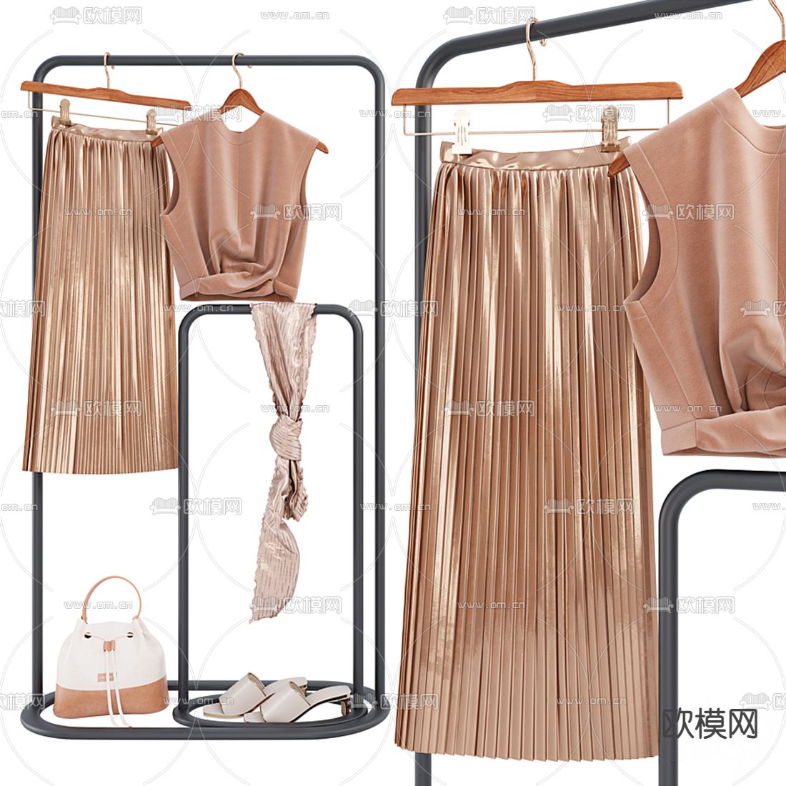现代衣服包包服饰3d模型