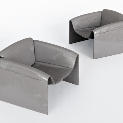  北欧皮革休闲沙发su模型 