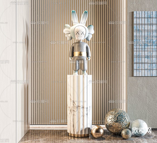 现代潮玩雕塑摆件3d模型下载
