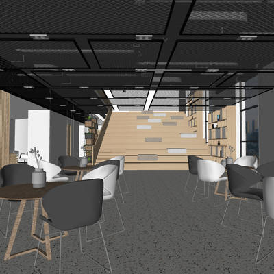  现代办公室休闲区su模型 