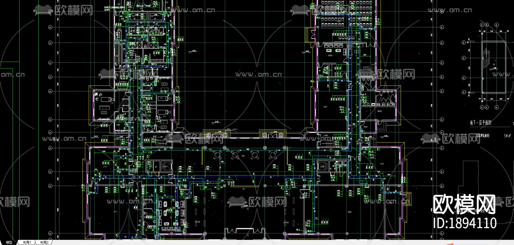 会所排水图纸下载（渲染图3）