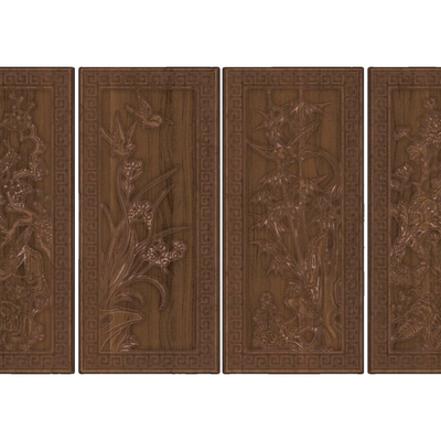  中式景墙浮雕su模型 