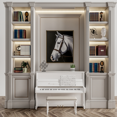  现代钢琴房钢琴su模型 