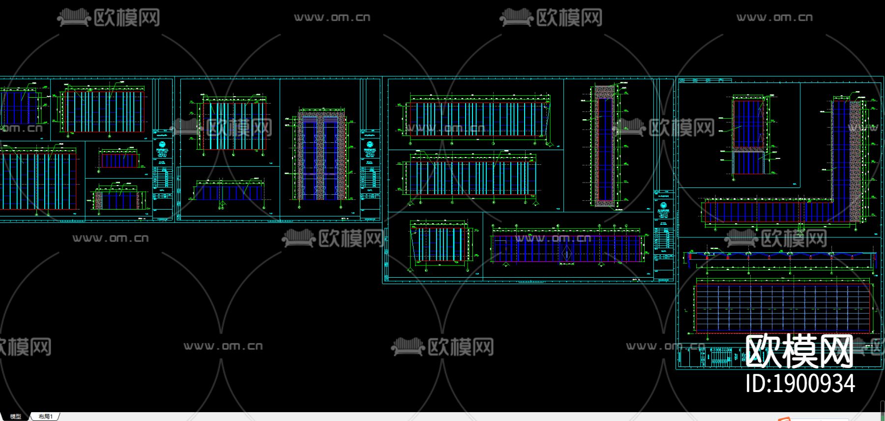 幕墙cad大详图下载（渲染图1）
