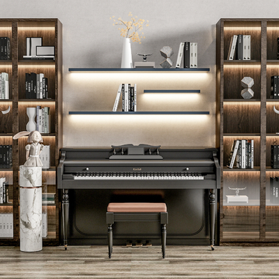 现代钢琴房钢琴su模型 