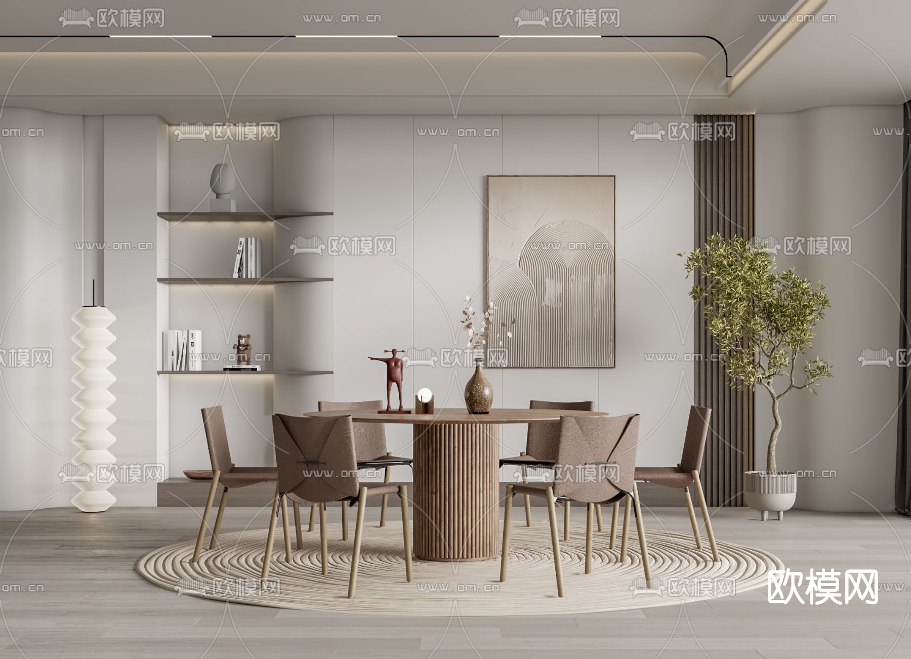 现代实木餐桌椅su模型