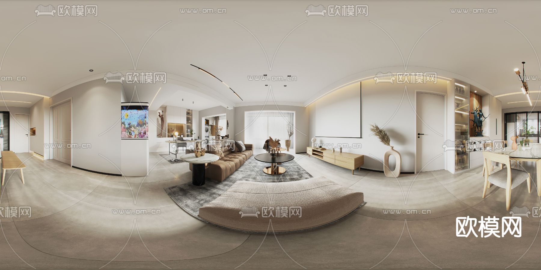 现代客餐厅vr全景3d模型