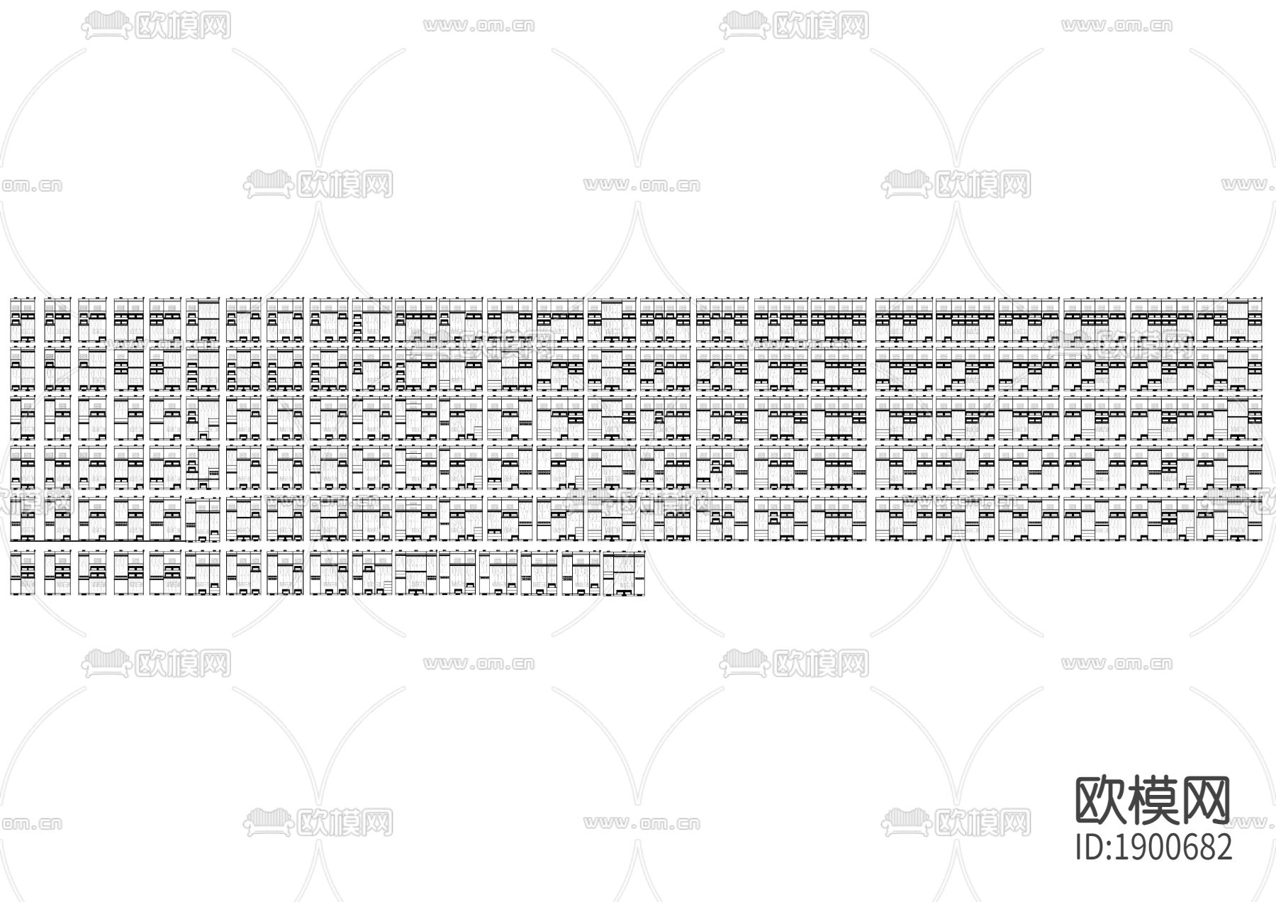 百款成品衣柜cad模块下载（渲染图1）