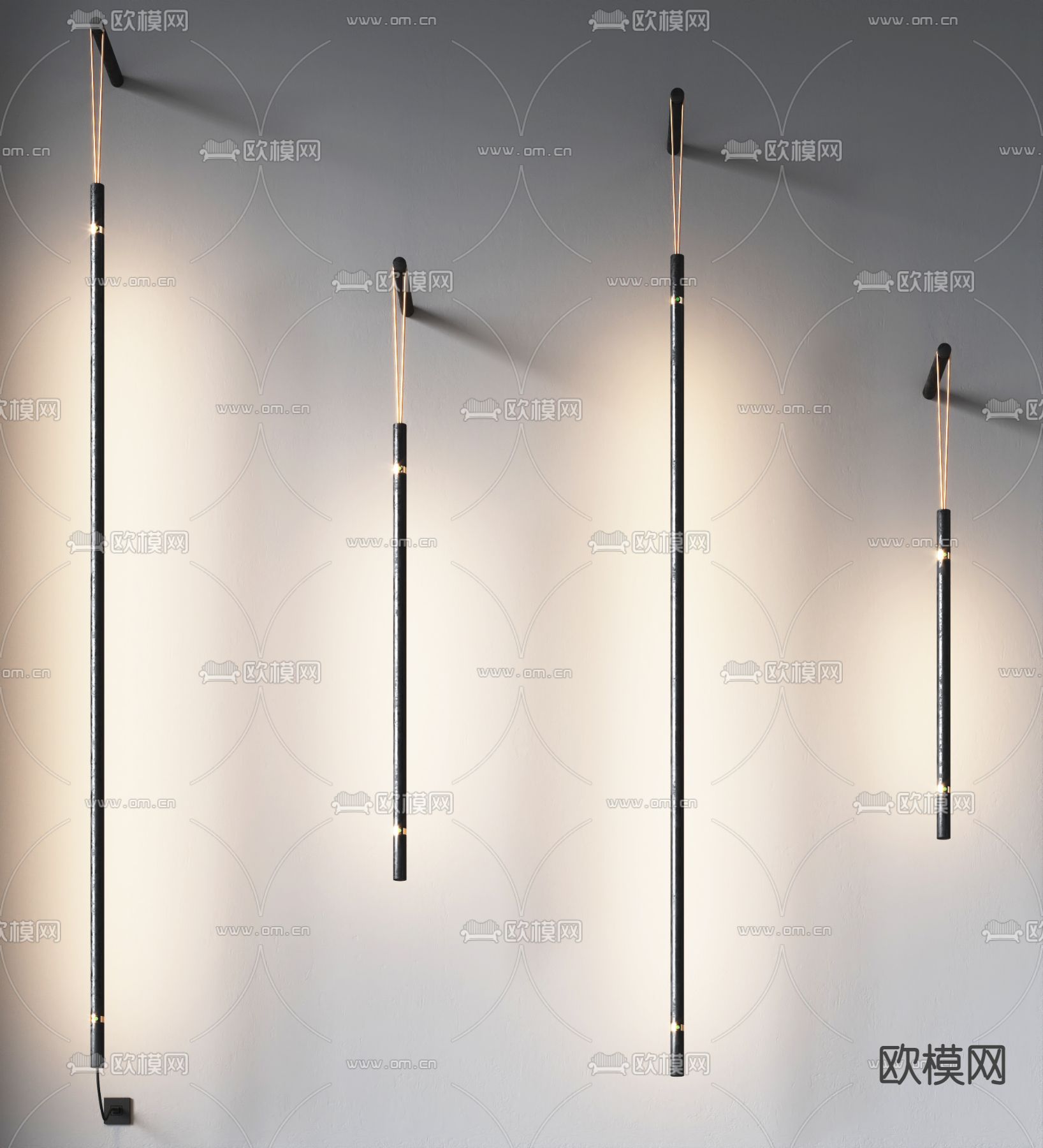 现代条形壁灯3d模型