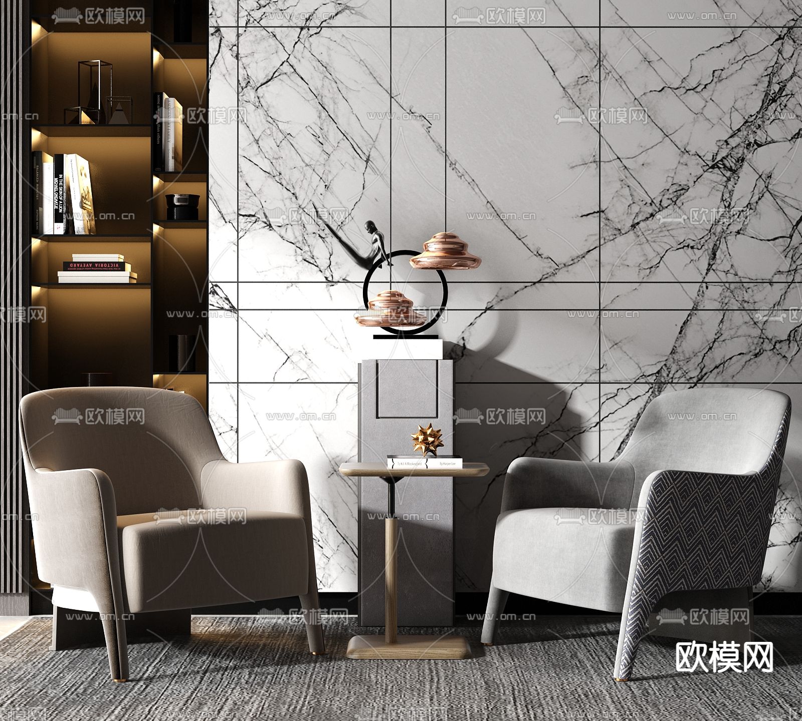 现代轻奢单人沙发su模型下载