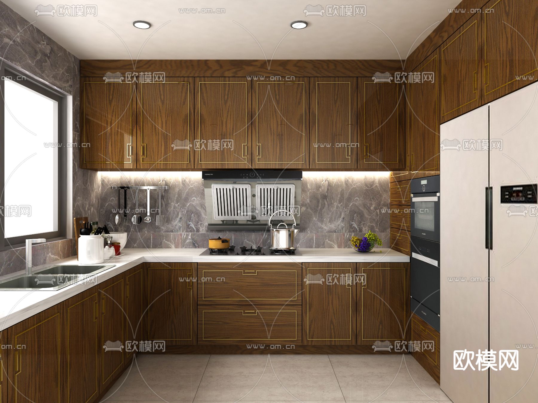 现代厨房免费3d模型下载