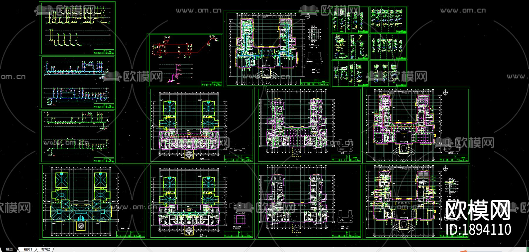 会所排水图纸下载（渲染图4）