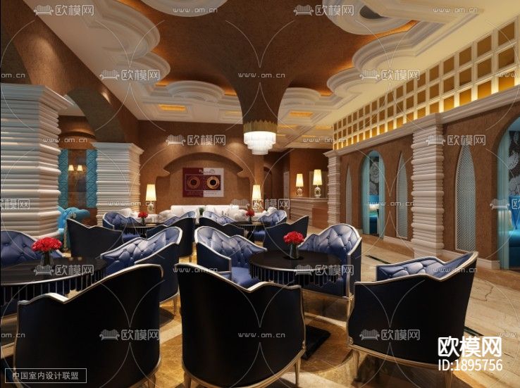 咖啡厅CAD施工图下载（渲染图3）